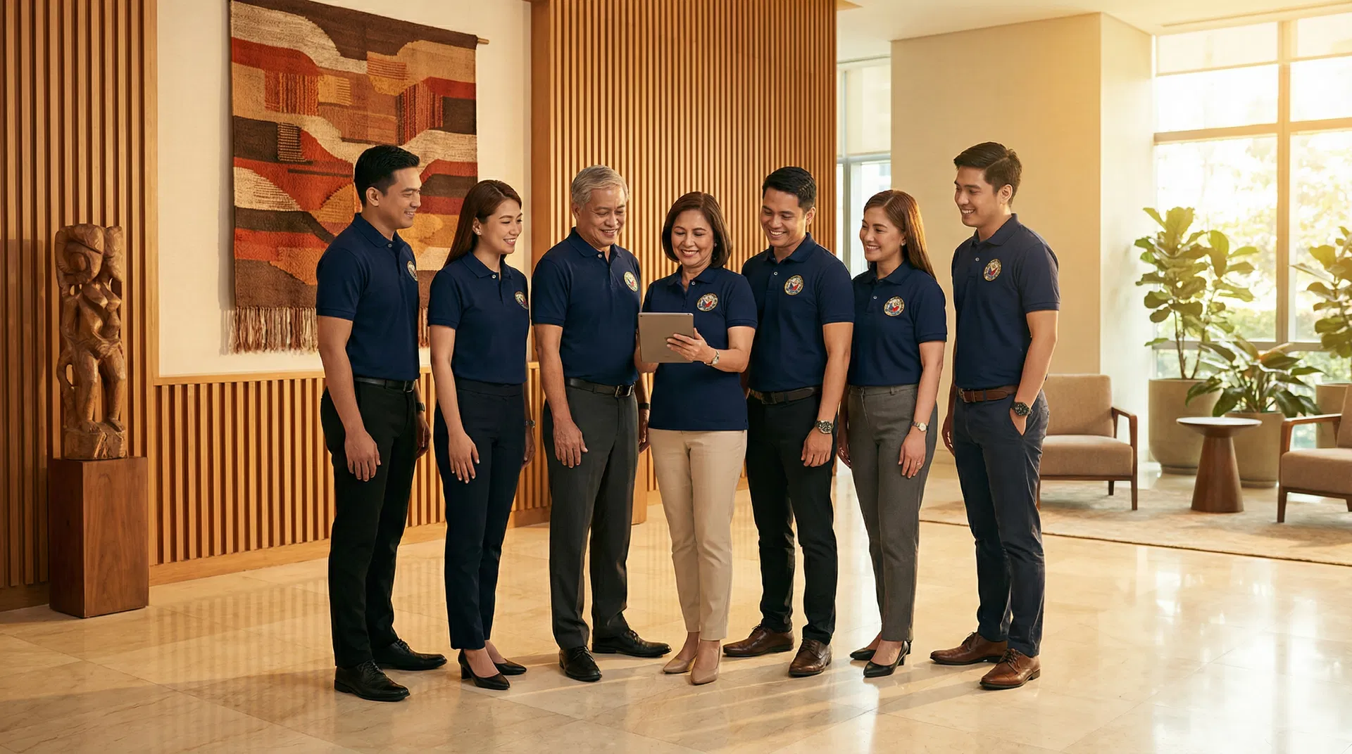 Corporate team in Unisol uniforms